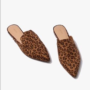 Leopard Pointed Toe Loafer Mules